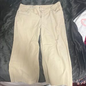 Beige Corduroy Wide-Leg Pants